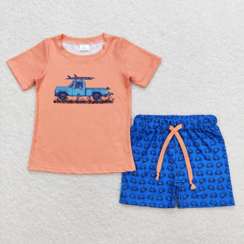BSSO0706 Truck Car Crab Boys Shorts Set