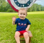 BSSO0713 Embroidery USA Flag Boys Shorts Set