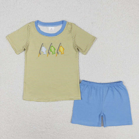 BSSO0732 Fishing Stripe Boys Shorts Set