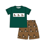 Preorder BSSO0735 Embroidery Mallard Green Boys Shorts Set