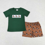 BSSO0735 Embroidery Mallard Green Boys Shorts Set