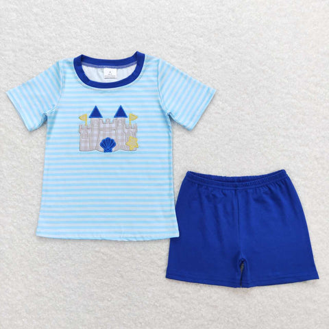 BSSO0747 Embroidery Castle Boys Shorts Set