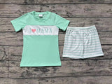 BSSO0751 I love MOM Mint Boys Shorts Set