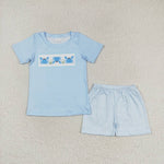 BSSO0765 Crab Blue Stripe Boys Shorts Set