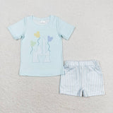 BSSO0777 Castle Blue Boys Shorts Set