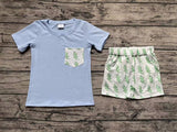 BSSO0782 Crocodile Sky Blue Boys Shorts Set