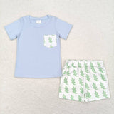 BSSO0782 Crocodile Sky Blue Boys Shorts Set