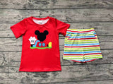 BSSO0786 Cartoon Mouse Stripe Boys Shorts Set