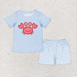 BSSO0808 Crab Blue Boys Shorts Set