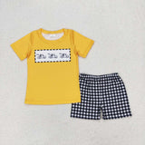 BSSO0820 Car Yellow Boys Shorts Set