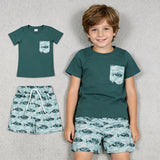 BSSO0838 Fishing Green Boys Shorts Outfits
