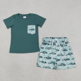 BSSO0838 Fishing Green Boys Shorts Outfits