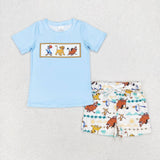 BSSO0882 Cartoon Lion king Blue Boys Shorts Set