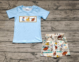 BSSO0882 Cartoon Lion king Blue Boys Shorts Set