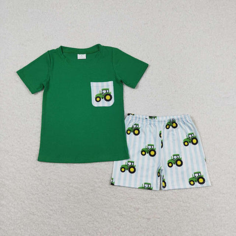 BSSO0903 Truck Green Boys Shorts Set