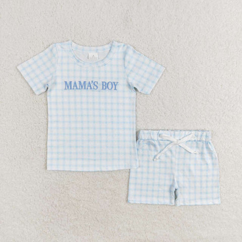 BSSO0912 Embroidery MAMA'S BOY Boys Shorts Set