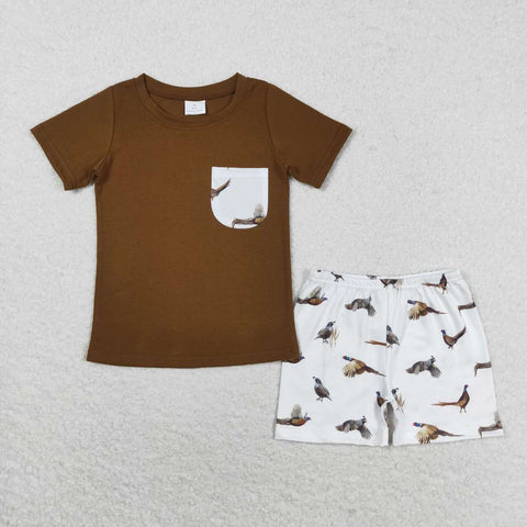 BSSO0925 Mallard Brown Boys Shorts Set