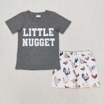 BSSO0943 Offset printing Little Hugget Chick Boys Shorts Set