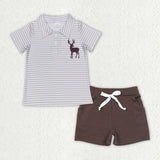 BSSO0951 Hunting Elk Brown Boys Shorts Set