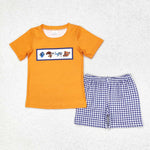 BSSO0964 Cartoon Fish Orange Boys Shorts Set