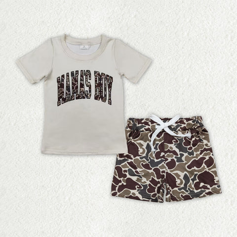 BSSO1002 MAMA'S BOY Camo Boys Shorts Set