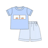 Preorder BSSO1026 Embroidery Easter Cartoon Rabbit Carrot Boys Shorts Set