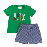 Preorder BSSO1066 Embroidery Tool Green Boys Shorts Set