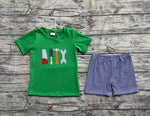 Preorder BSSO1066 Embroidery Tool Green Boys Shorts Set