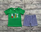 Preorder BSSO1066 Embroidery Tool Green Boys Shorts Set