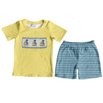 Preorder 12.01 BSSO1095 Sailboat Yellow Boys Shorts Set