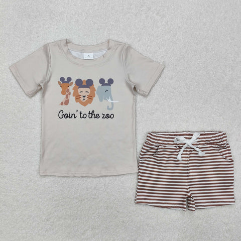 BSSO1109 Go to the zoo animal Boys Shorts Set