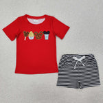 BSSO1110 Cartoon Mouse Foods Red Boys Shorts Set