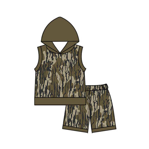 Preorder 12.10 BSSO1129 Hunting Camo Hoodie Boys Shorts Set