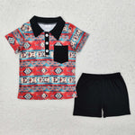 BSSO1140 Western Black Boys Shorts Set