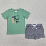 BSSO1147 Embroidery Daddy's Fishing Buddy Dog Boys Shorts Set