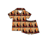 Preorder 12.30 BSSO1180 Howdy Western Buttons Boys Shorts Pajamas Set