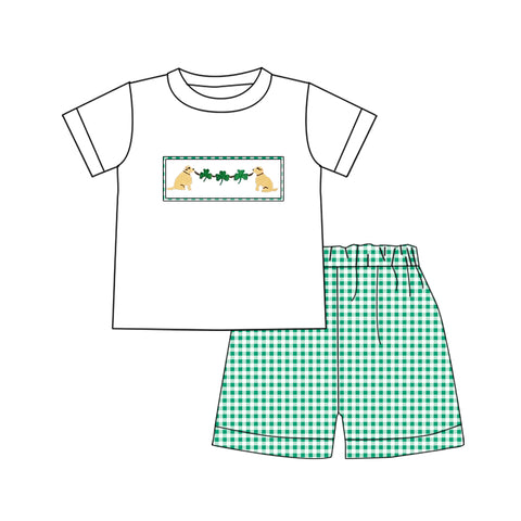 Preorder 12.30 BSSO1182 St. Patrick Dog Leaf Boys Shorts Set