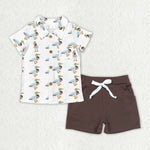 BSSO1183 Mallard Brown Boys Shorts Set