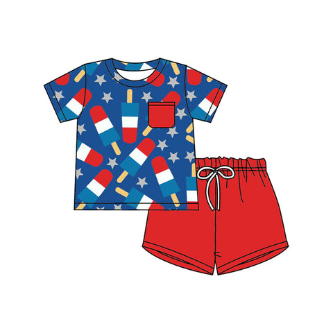 Preorder 01.03 BSSO1187 July 4th Popsicle Boys Shorts Set