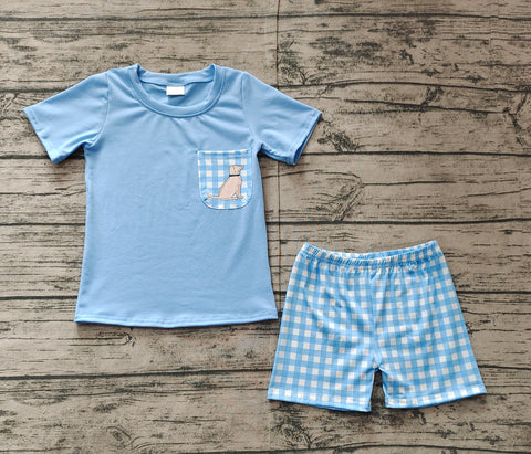 Preorder BSSO1190 Dog Sky Blue Boys Shorts Set