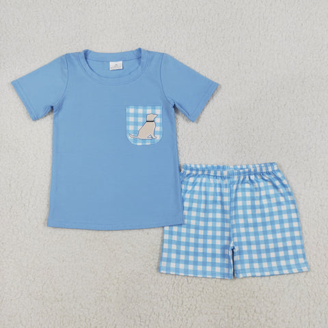 BSSO1190 Dog Sky Blue Boys Shorts Set