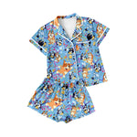 Preorder 01.04 BSSO1195 Blue Dog Buttons Adult Women Pajamas Set