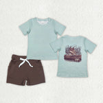 BSSO1200 Hunting Fishing Brown Boys Shorts Set