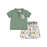 Preorder BSSO1216 Fishing Gear Green Boys Shorts Set