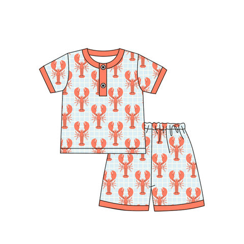 Preorder 01.11 BSSO1217 Crawfish Orange Boys Shorts Pajamas Set