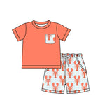 Preorder 01.11 BSSO1218 Crawfish Orange Boys Shorts Set