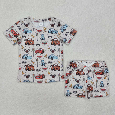 BSSO1233 Cartoon Cars Boys Shorts Pajamas Set