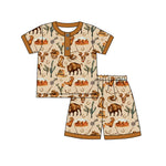 Preorder 01.16 BSSO1236 Howdy Cow Cactus Boys Shorts Pajamas Set