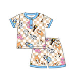 Preorder 01.16 BSSO1238 Cartoon Blue Dog Boys Shorts Pajamas Set