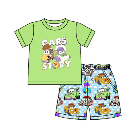 Preorder 01.16 BSSO1239 Cartoon Cars Story Boys Shorts Set